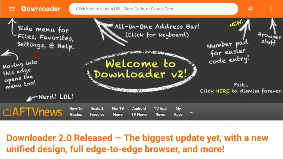 Tela original do Downloader para digitar o código 6947237