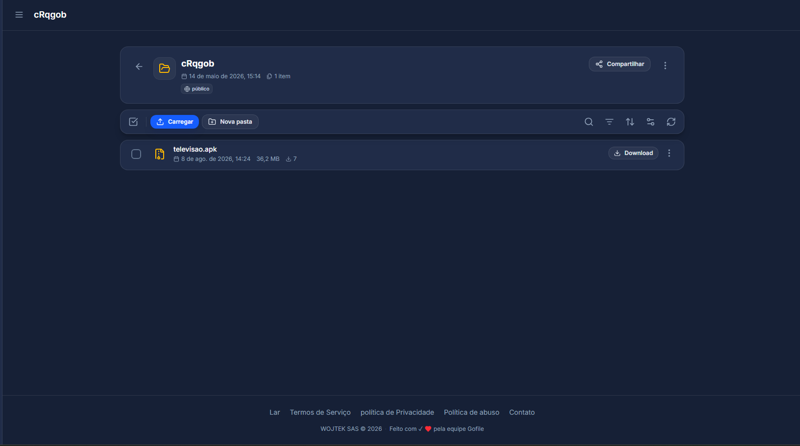 Arquivo televisao.apk disponível para download no GoFile